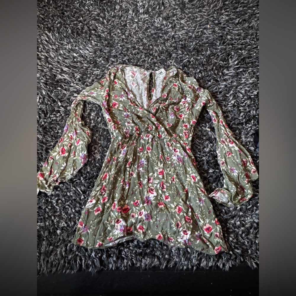 Charlotte Russe Olive Floral Blouse